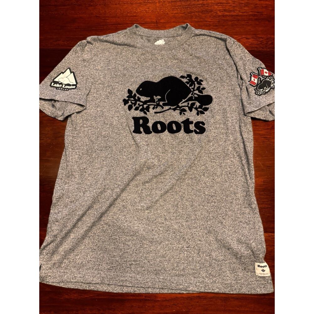Medium Roots Of Canada T Shirt Logo Gray Lake Lanier - Picture 2 of 9